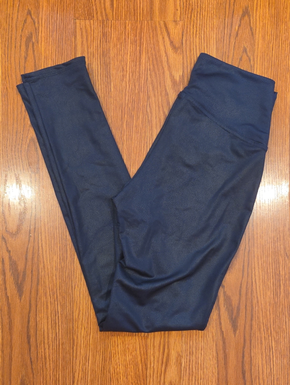 DG2 by Diane Gilman Navy High Waist Coated Shiny Leggings